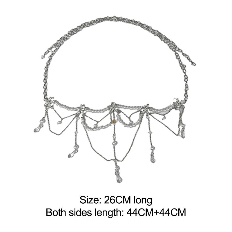 Temperamentní perlový střapec nastavitelný pasový řetízek vícevrstvý pasový řetízek pro ženy dívky elegantní univerzální střapcový pásek