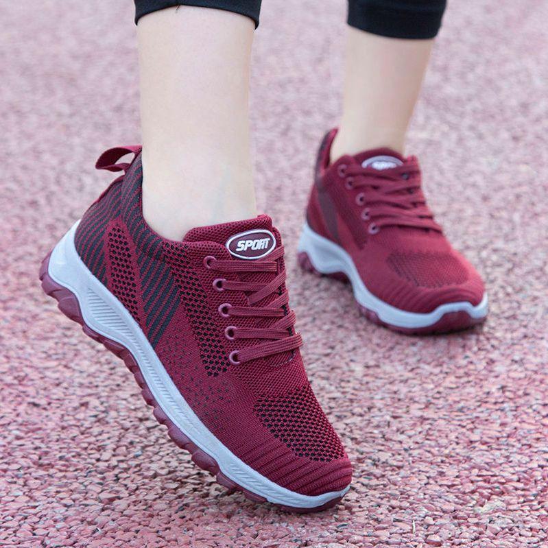 Women's Shoes Walking Casual Shoes Men's and Women's Couples Sneakers Breathable Non-slip Flying Woven Shoes Outdoor Casual Mother Shoes