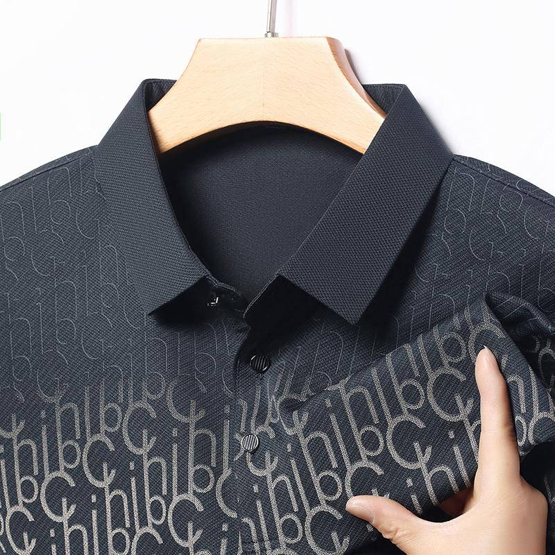 Summer New Men's Short Sleeved T-shirt with Collar Polo Middle Aged Dad's Casual Versatile T-shirt Top T