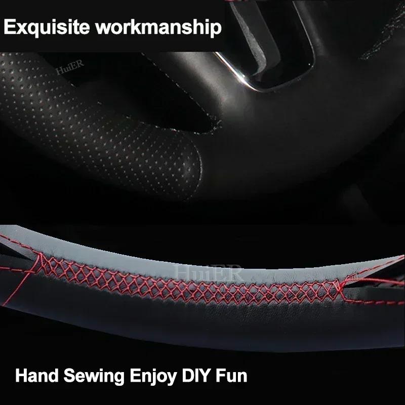 New DIY Hand Stitched Leather Steering Wheel Cover For Renault Captur 2019-2026 2026 Microfiber Leather Customize Accessories