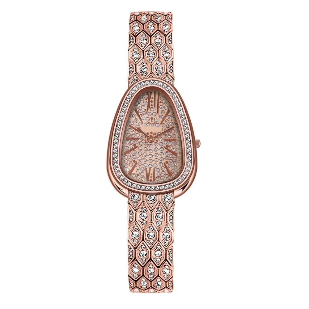 New Women Watches Snake Quartz Ladies Gold Roman Rhinestone Scale Watch Diamond Wristwatch Female Fashion Bracelet Watches Clock