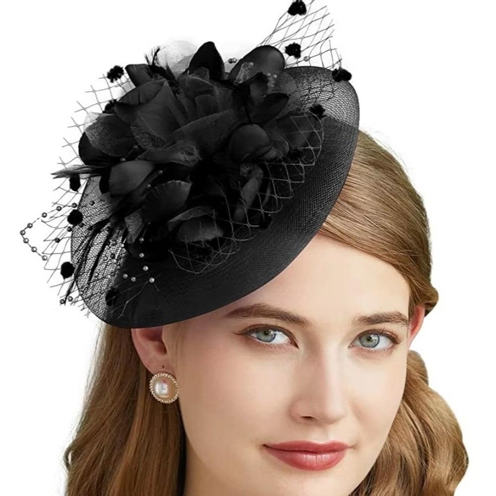 Feathers Mesh Fascinator Hat Elegant Bride Headdress Fashion Veil Hat Headwear  Wedding