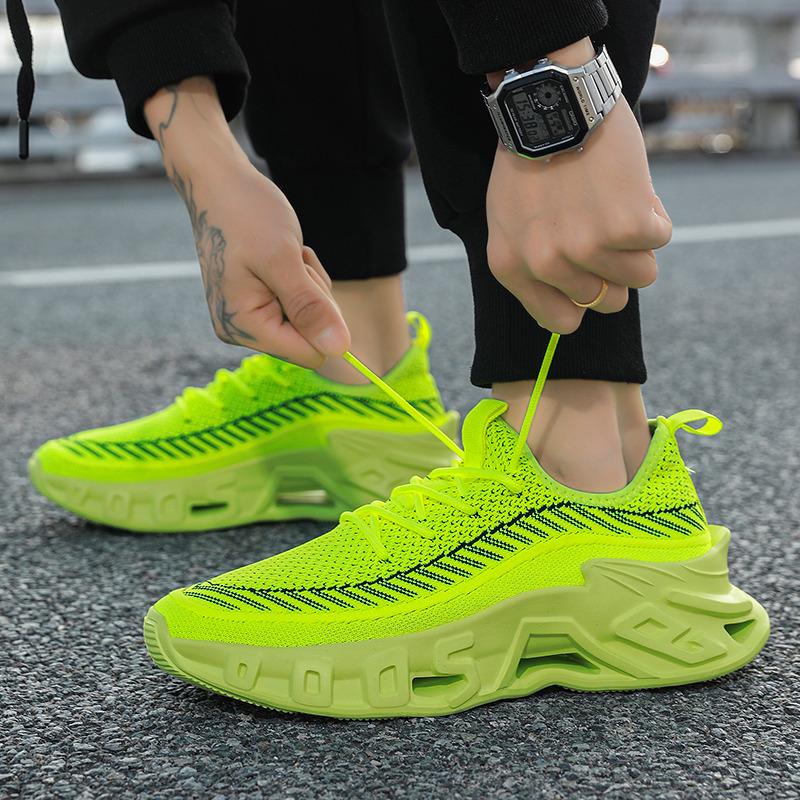 2025 Fashion Green Men‘s Running Shoes Big Size 46 Platform Sports Trainers Men Lightweight Athletic Shoes Zapatillas Hombre