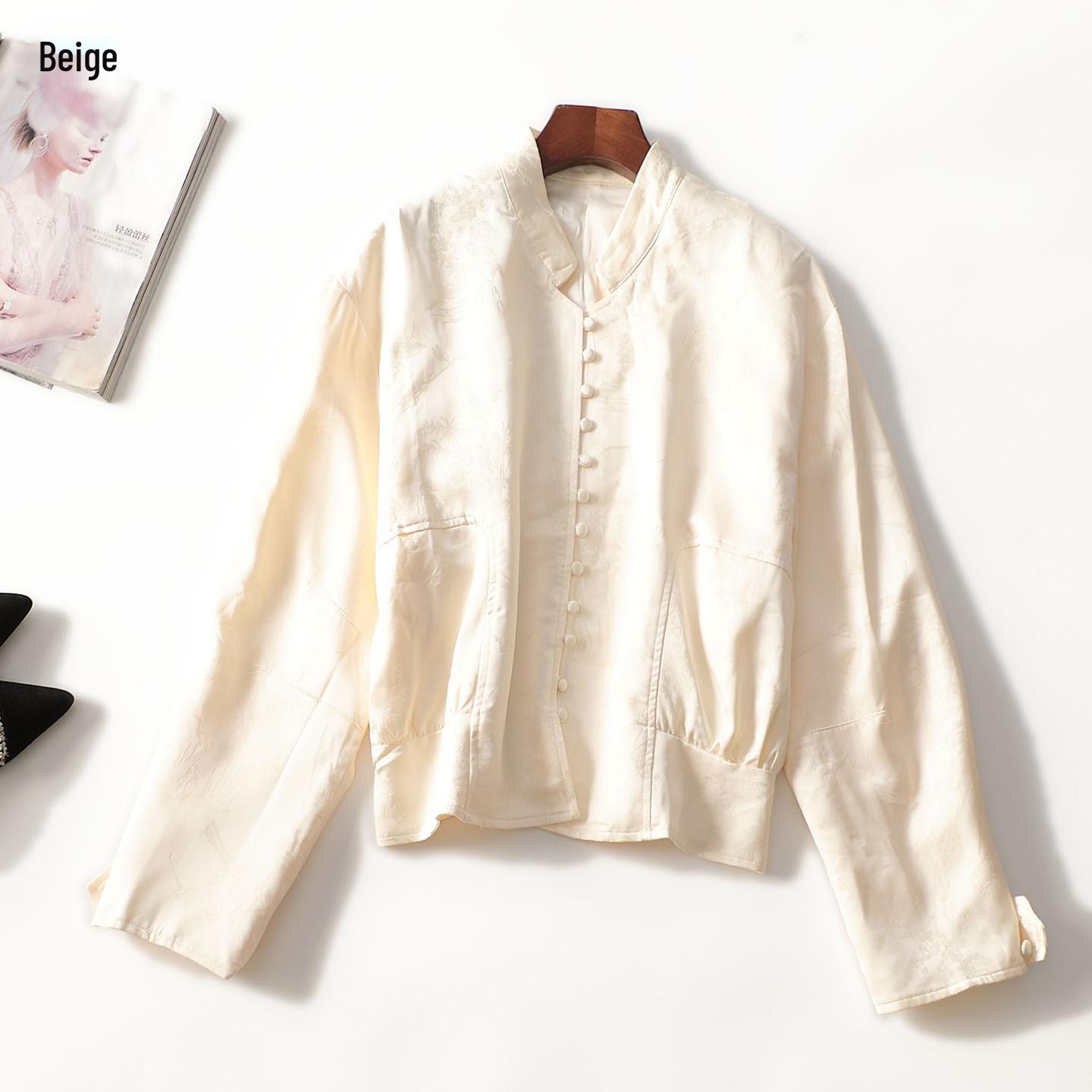 

Autumn Long Sleeve Mid-Length Women s Coat Large бежевий