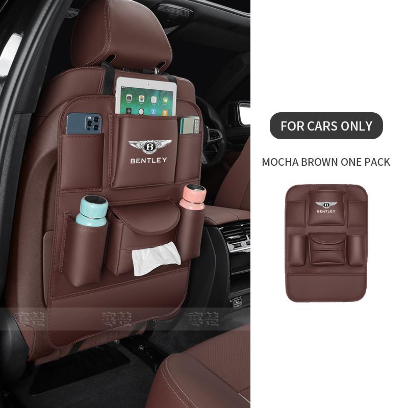 Car Seat Back  Storage Bag Rear Backrest  Anti-kick Pad For Bentley Continental GT MULLINER Bentayga Flying Hurtling Spurlogo
