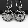 Unisex vintage ihålig Pentagram Pentagram Star Circle Zink Tenn Charm Halsband
