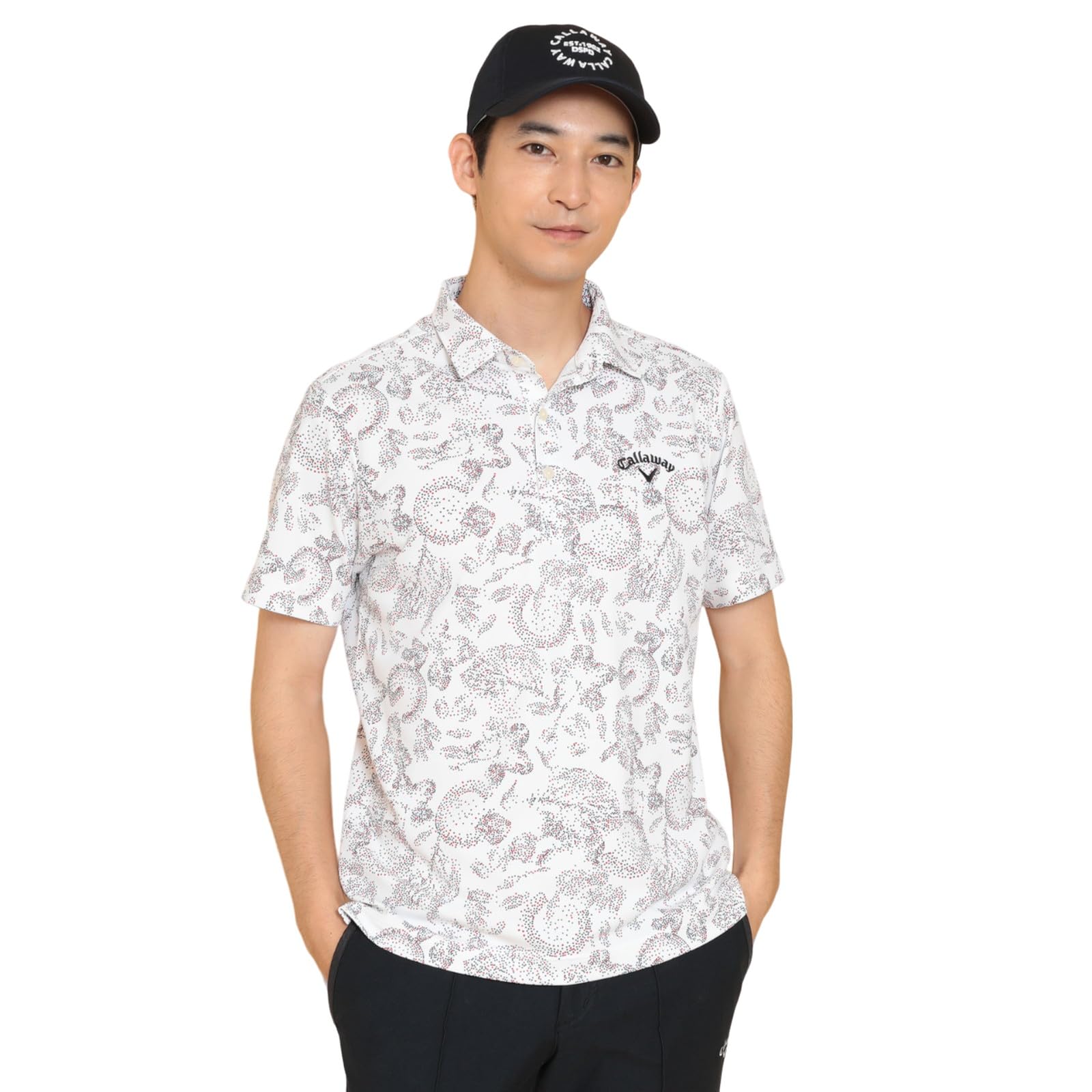 

Short Sleeve Polo Shirt Moisture Quick Golf C24234106 [Callaway] Men s (Dot Print, Wicking, Drying) / / 1030_White