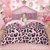 Homewish Pink Leopard Print Duvet Cover Set for Girls 2pcs/3pcs, Glitter Monogrammed Bedding Set, Personalized Letter Bed Set
