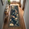 Traditional Koi Fish Lotus Flower Runner Rug Zen Style Home Decor Non-Slip Floor Mat Oriental Ethnic Carpet for Entryway