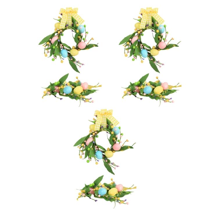 Colorful Plastic Easter Wreath With Simulated Eggs And Flower Handmade Garland For Festival Home Party Decorating