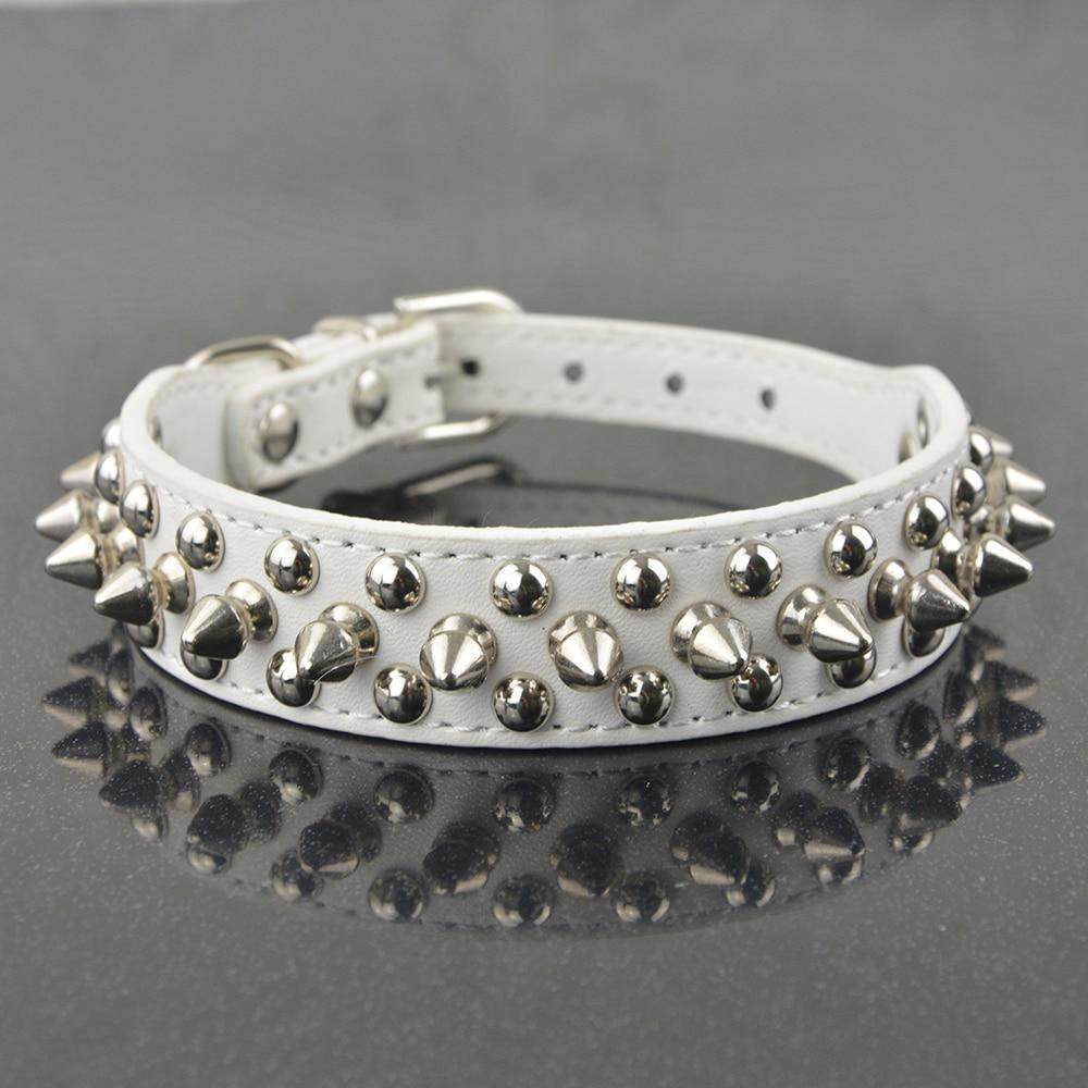 Pet Dog Rivet Collar Spiked Studded Strap Faux Leather Buckle Neck Collar 2.5cm Width