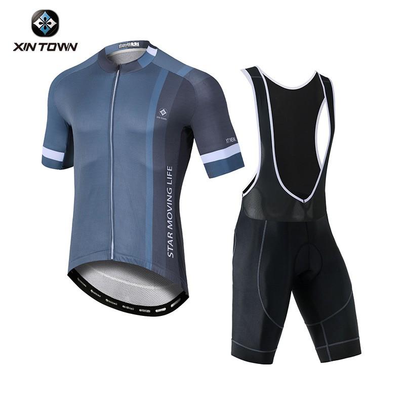XINTOWN Cycling Jersey Set Short Sleeve Bib Shorts Mens Road Bike Riding Wear