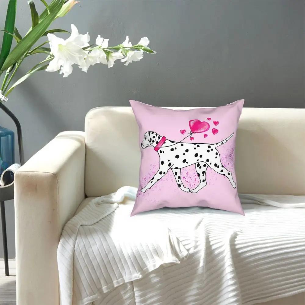 Dalmatian And Hearts Square Pillow Case Polyester Decorative Pillow Dog Animal Lover Casual Cushion Covers