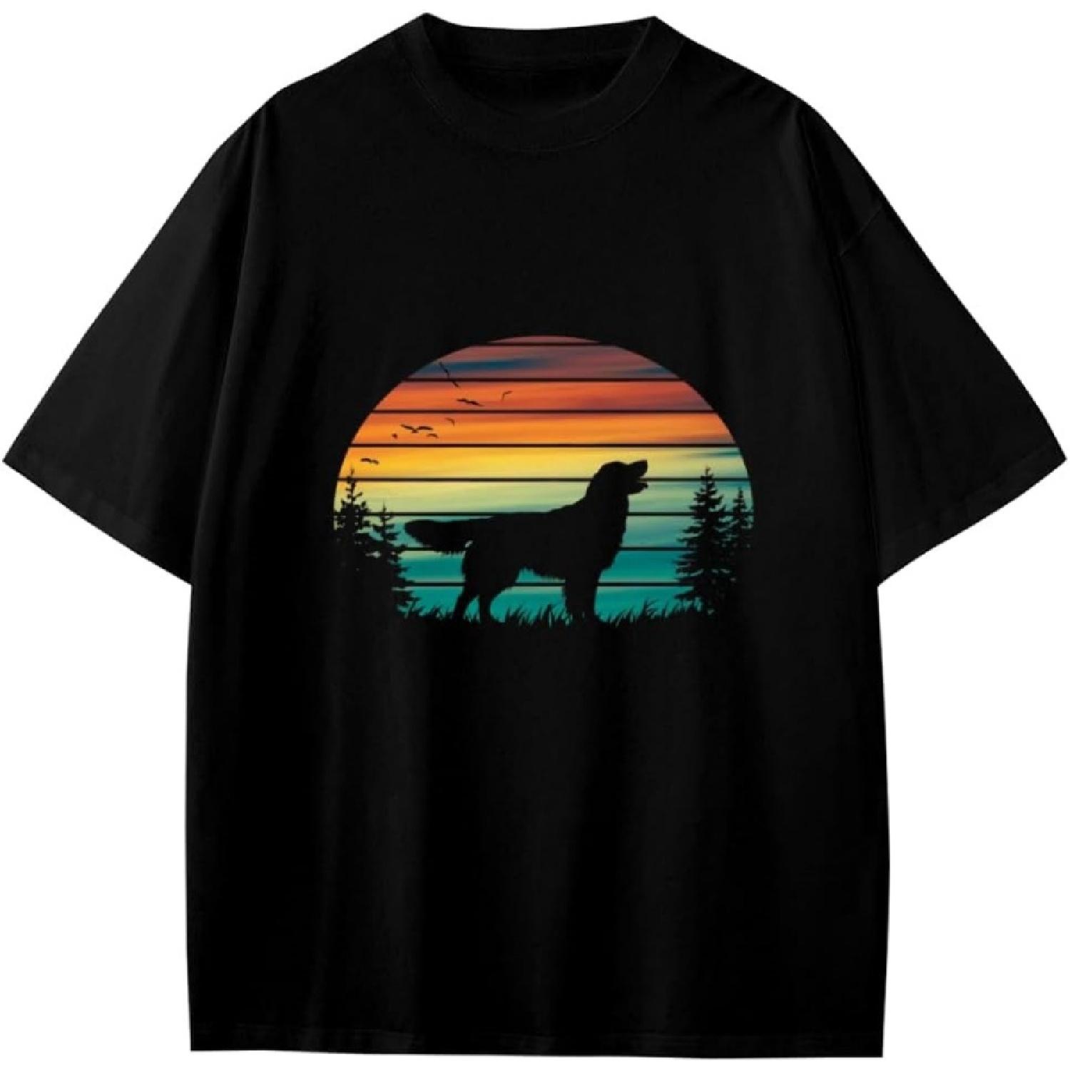 Retro Golden Retriever Boys Girls Teens T-Shirt Anime Gift XXXXXL разноцветный