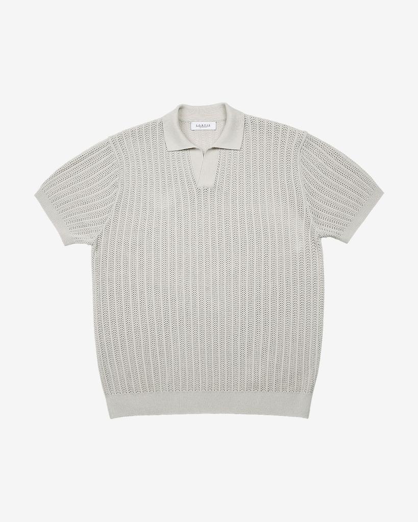 Solti Mesh Mixed Cable Open Collar Knit (Black)