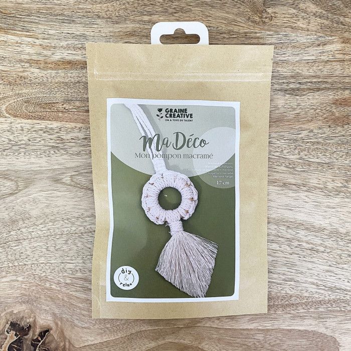 Kit créatif - Macramé - Pompon à suspendre - Accessoires inclus - Graine créative