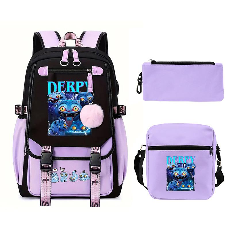 Animation Cartoon Peripheral Printing Children'S Backpack Campus Large Capacity Primary And Secondary School Students Schoolbag Three-Piece Set