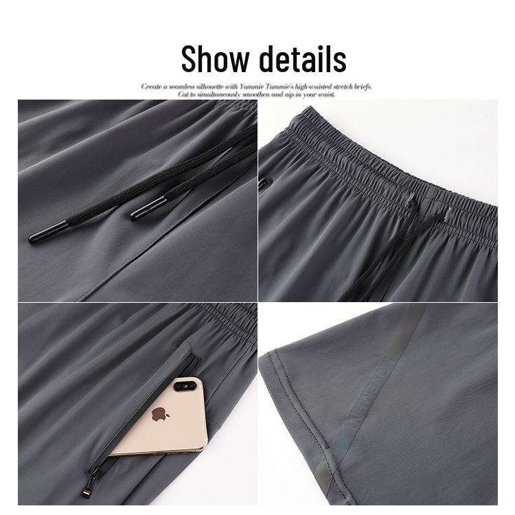 Men's Summer Ice Silk Basketball Shorts: Breathable, Quick-Drying, Casual Over-the-Knee Fitness Wear