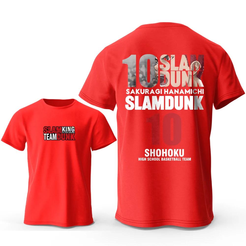 Anime Slam Dunk Printed 100% Cotton Classic T-Shirt For Men Crew Neck Short-sleeved T-shirt Casual Loose Fashion Streetwear Tops