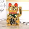 Lucky Cat, Arm Waving, Big Gold Cute Cat With Hand Waving Paw Up For Welcoming