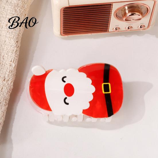 Exquisite Gift for Friends Christmas Hair Claw Clip Women, Acrylic Festive Accessories with Elk Santa Snowflake Durable Clips Patterns, Non