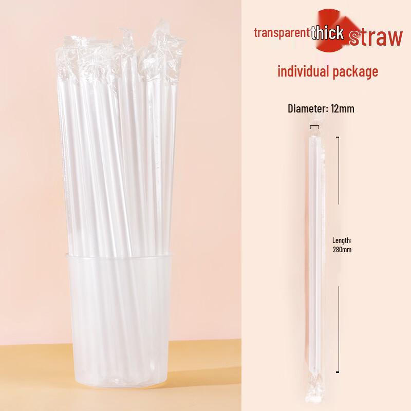 Individually Wrapped Disposable Transparent Milk Tea Straws