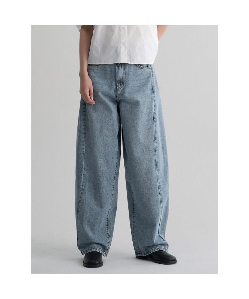 8SECONDS Half-Waist Balloon Fit Lightweight Denim Blue