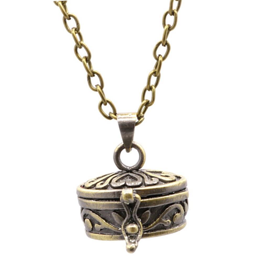 

Brass Made Old Can Open Hollow Memorial Photo Box Necklace Pendant Bronze Love Jewelry Box