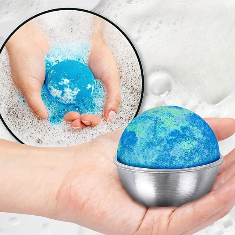 Three Pairs/set Large Stainless Steel Round Bath Bomb Molds for Creating Fizzy Bombs At Home - Perfect for DIY Spa and Bath Products