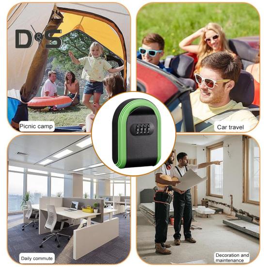 Lacăt cu combinație Cutie de chei Acasa Birou Garaj Apartament Intrare Suport pe perete Capacitate mare 4 cifre Cod resetat Cutie pentru chei de casă