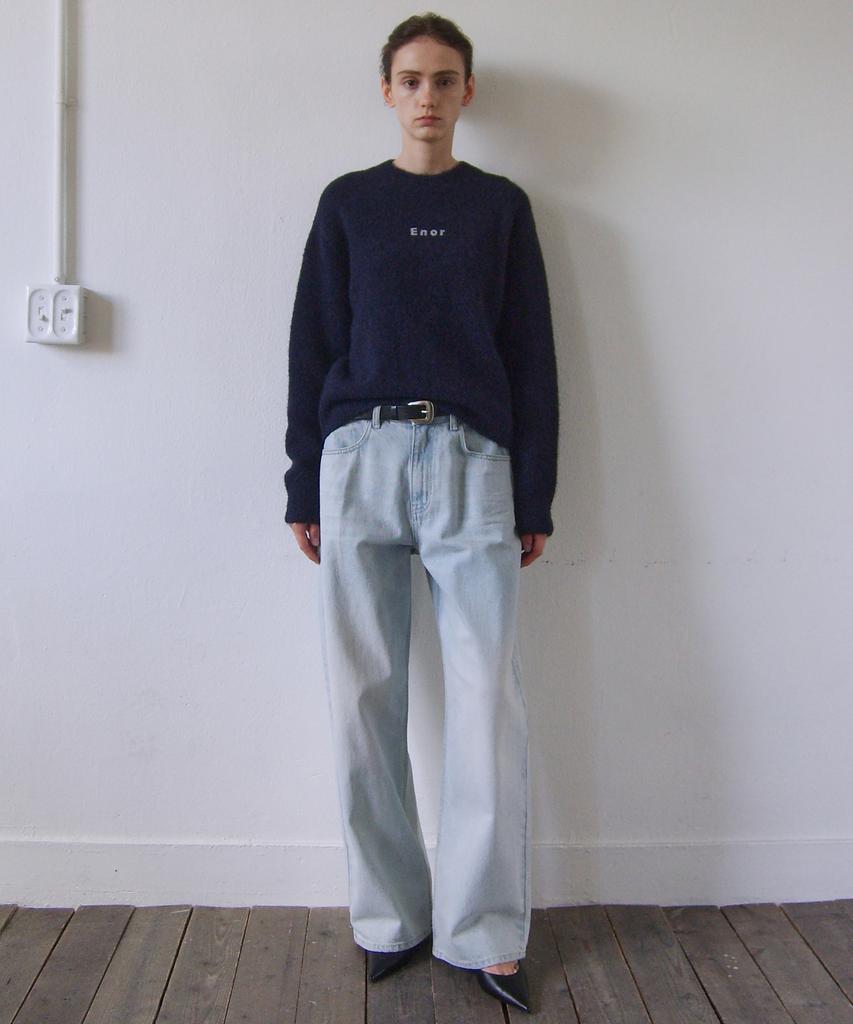 EN OR [Alpaca 59%] Logo Essential Knit Pullover - Navy