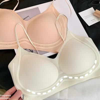 Women Summer Ultra Thin Thin Shoulder Belt Cool Feeling Without Trace Breathable Small Chest Gathers Beautiful Back Underwear