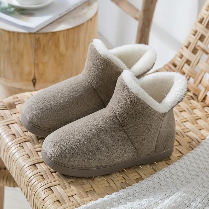 Fashion 2024 Warm Plush Winter Shoes Women Men Indoor Slippers Anti-slip Soft Fur Lovers Home Floor Cotton Slipper Female House Shoes
