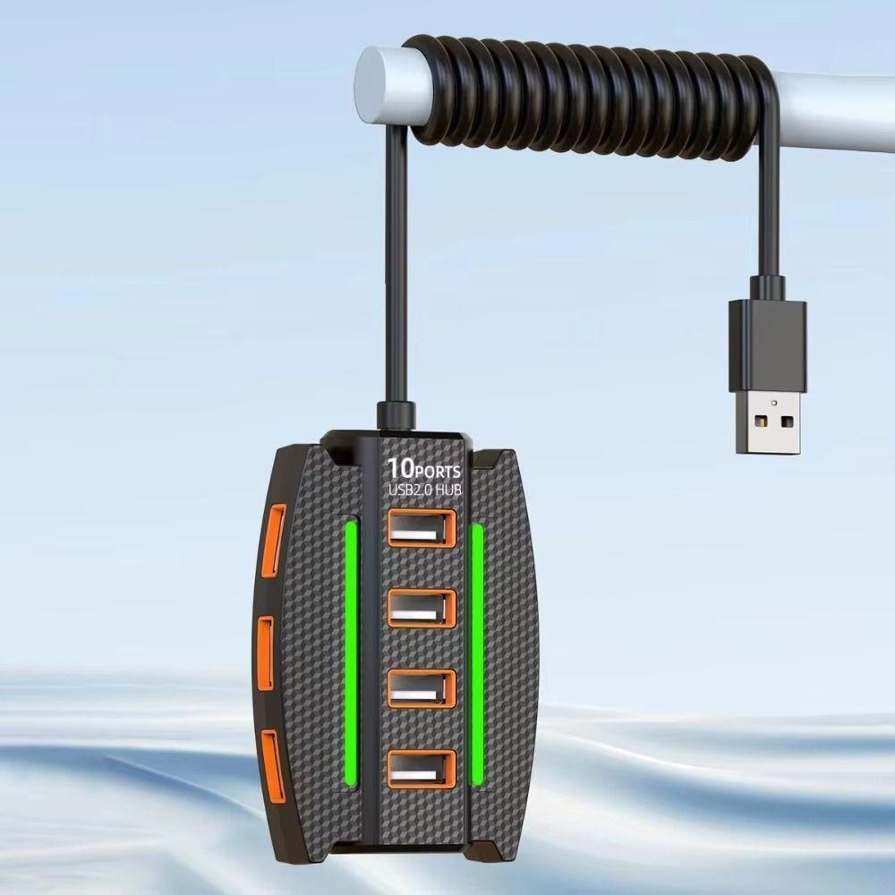 RGB Backlight 10 in 1 USB2.0 HUB USB Adapter USB Port Expander  Mouse Keyobard Printer