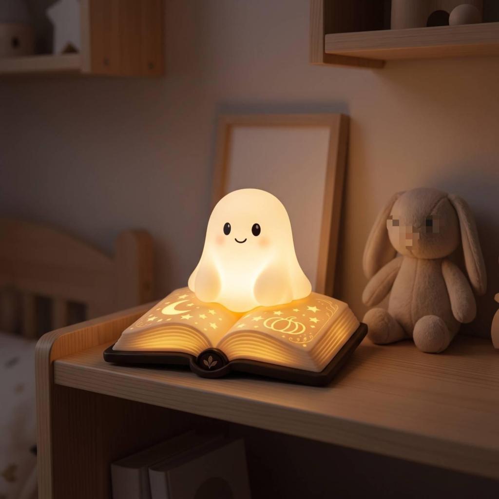 Specter Lamp with Book Base Warm Night Light Whimsical for