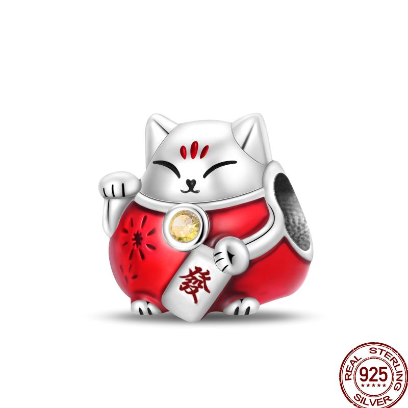 Copper Pet Animal Series Puppy And Kitten Cute Pet Lovely Charm Beads Suitable For 3Mm Original Bracelet Diy