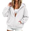 Unisex Color Zip-Up Lined Hoodie Sweatshirt for Couples