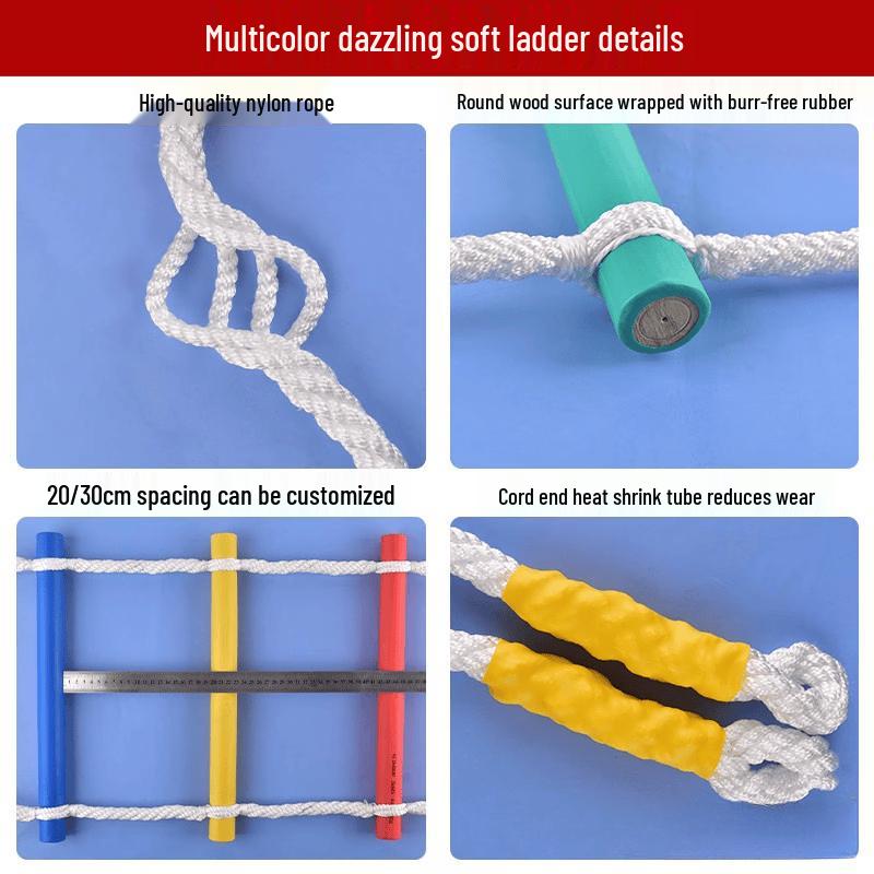 Colorful Indoor Kids Climbing Rope Ladder with Swing