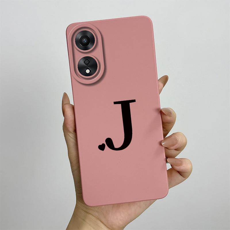 For OPPO A78 5G Case For oppo a78 5G Phone Case CPH2483 CPH2495 Cover Cute Initial Letters Square Silicone Shockproof Back Cover