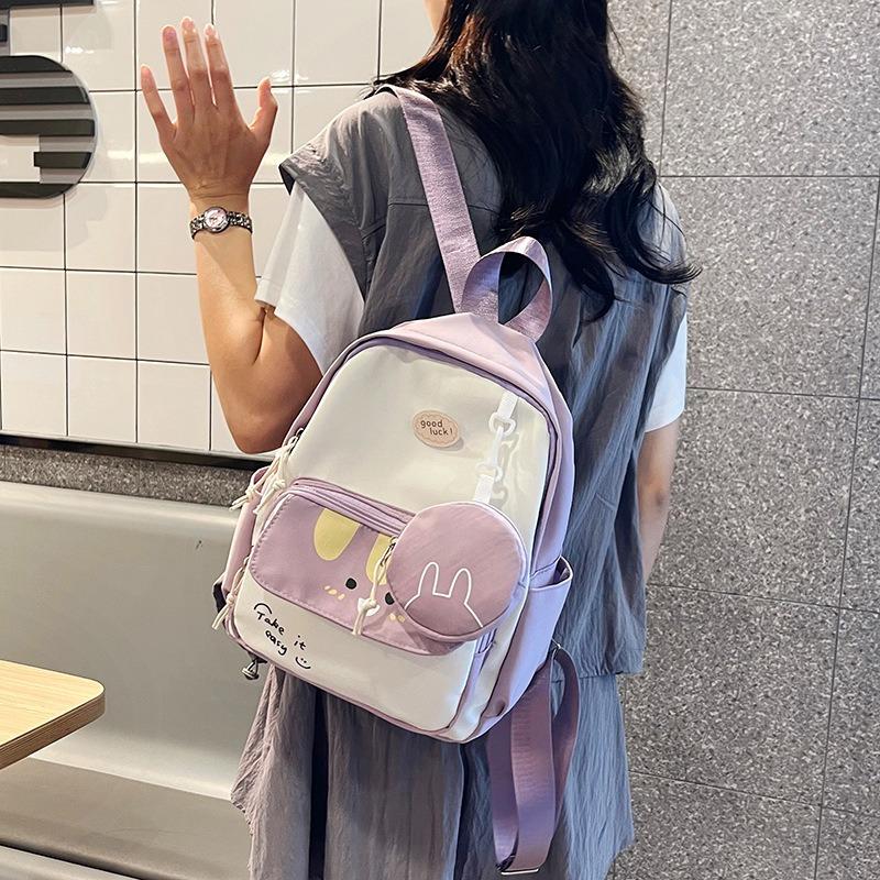 Versatile new school bag small fresh contrast kindergarten backpack two-piece cute backpack