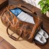 Handgefertigte Reisetasche aus Büffelleder: Herren Wochenend-Reisetasche mit Schuhfach