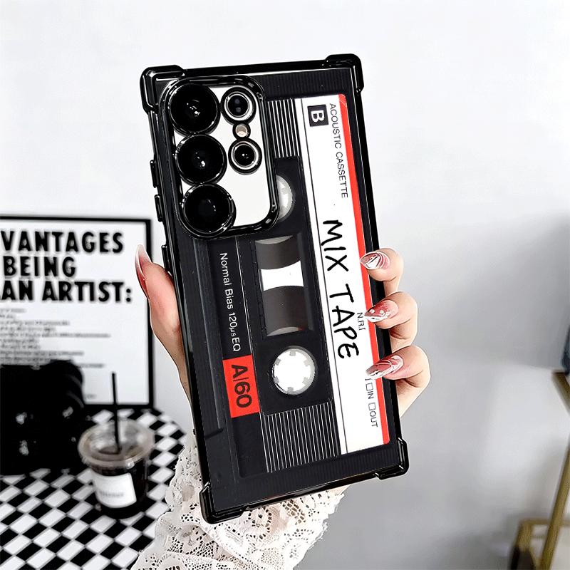 Vintage 90S Cassette Tape Pattern Soft Phone Case For Samsung Galaxy S26 Ultra S25 Edge S24 FE S23 Plus S22 S21 + S20 Plating An