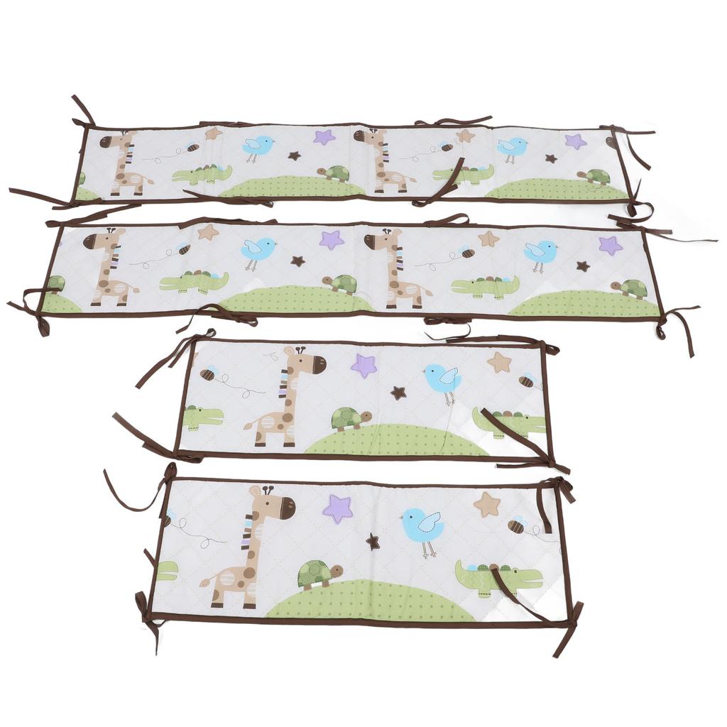 4pcs Baby Cot Bumper Pure Color Breathable Soft Printed Mesh Lining Head Protection Baby Cot