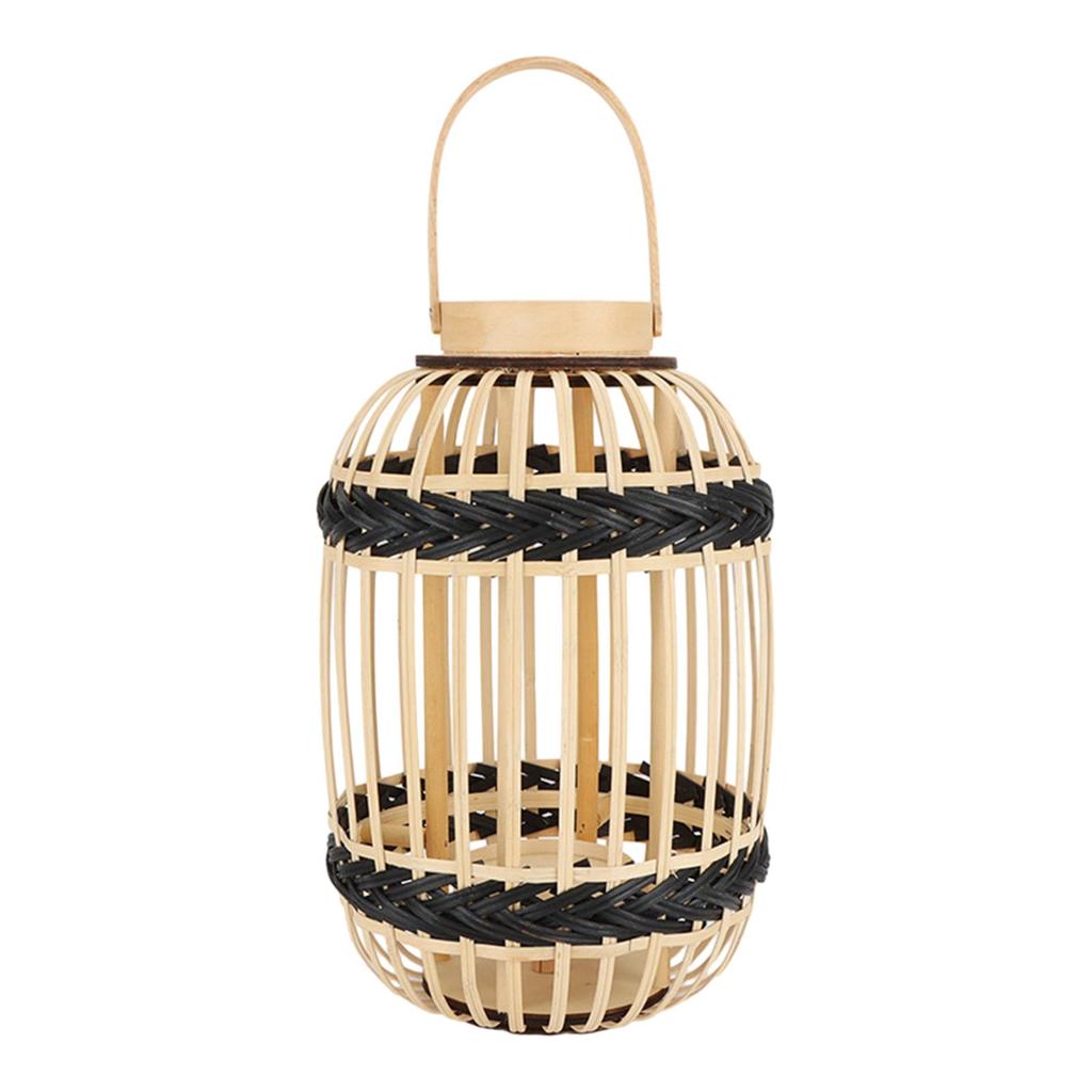 Bamboo Lantern with Handle Romantic Hanging for Table Home Farmhouse Style A