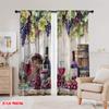 2Pcs,2D Plane Printing Popular Curtains Wine Harvest Still Polyester Woven (Without Rod) Holiday Perfect For Bedroom, Living
