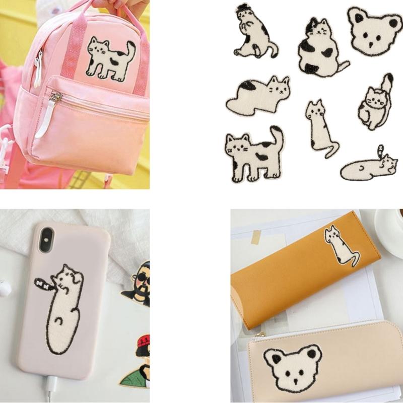 8 Pcs Cartoon Cats Iron on Patches Animal Repair Patches Sewing on Applique Patches for Clothing Jeans Hat Backpacks