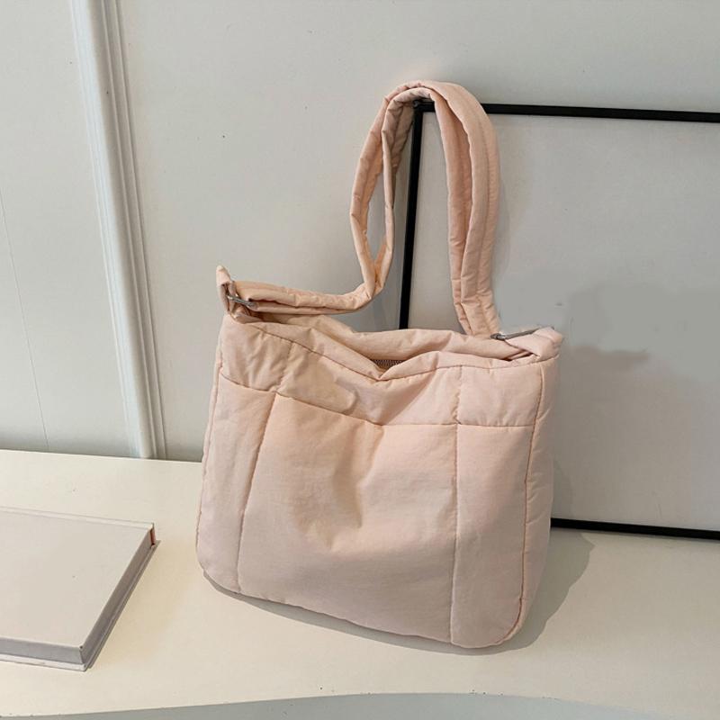 Women Simple Tote Bag Solid Color Puffer Shoulder Crossbody Bag Large Capacity Fashion Laptop Handbags for Travel Work ARI
