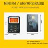 Lomme AM/FM-radio Bærbar LCD-skjerm Radiomottaker Mini MP3-spiller med øretelefon Universal Walkman-støtte TF Card Play