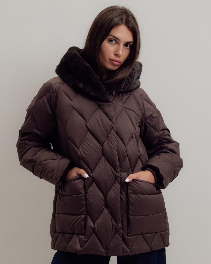 Women's Jacket with Fur BatterFlei 2422 42 Milky