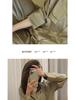 High-end Olive Green Turn-down Collar Cardigan Pajama Set for Women - Autumn Temperament, Long-sleeved Homewear.